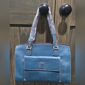 Brand New, Never Used Dooney & Bourke Florentine Leather Shoulder Bag Denim Blue